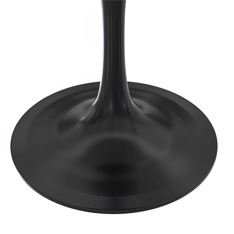 LeisureMod Verve Round Dining Table with White Resin Top and Black Base 36 Inch