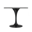 LeisureMod Verve Round Dining Table with White Resin Top and Black Base 36 Inch