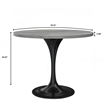 LeisureMod Verve Round Dining Table with White Resin Top and Black Base 36 Inch