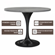 LeisureMod Verve Round Dining Table with White Resin Top and Black Base 36 Inch