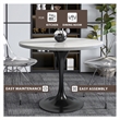LeisureMod Verve Round Dining Table with White Resin Top and Black Base 36 Inch