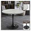 LeisureMod Verve Round Dining Table with White Resin Top and Black Base 36 Inch