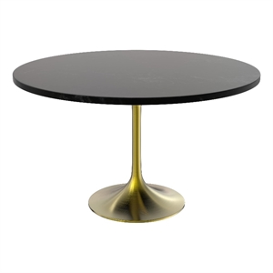 LeisureMod Verve 48&quot Dining Table MDF Top & Brushed Gold Base Black