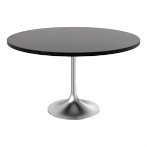 LeisureMod Verve 48&quot Dining Table with Wood Top & Chrome Base Black