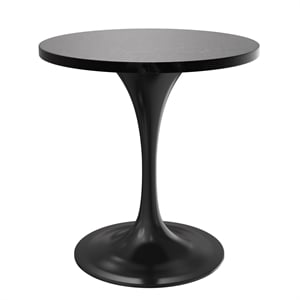LeisureMod Verve Dining Table with a 27&quot Wood Top in Black Steel Cognac Black