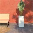 LeisureMod Basalt Fiberstone and MGO Clay Tall Square Planter White 28