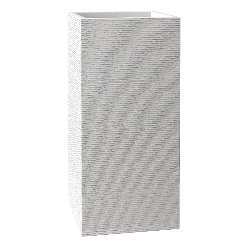 LeisureMod Basalt Fiberstone and MGO Clay Tall Square Planter White 28