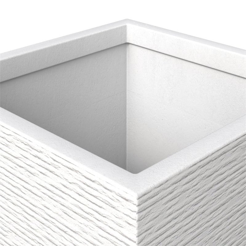 LeisureMod Basalt Fiberstone and MGO Clay Tall Square Planter White 31