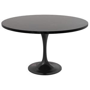 LeisureMod Verve Dining Table with a 48&quot Wood Top in Black Steel Black