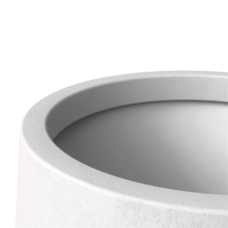 LeisureMod Orchid Fiberstone and MGO Clay Round Planter White 12