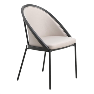 LeisureMod Urbane Faux Leather Dining Chair with Metal Legs Taupe
