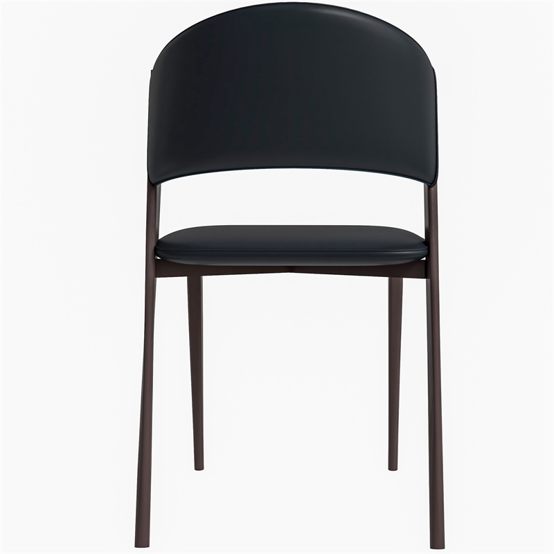 LeisureMod Aspen Dining Chair with Leather Seat and Iron Legs White