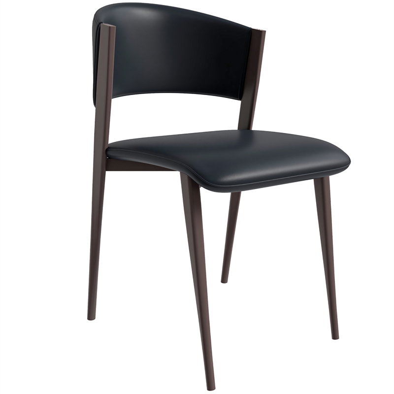 LeisureMod Aspen Dining Chair with Leather Seat and Iron Legs White