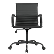 LeisureMod Harris Leather Office Swivel Chair with Iron Frame in Black