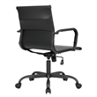 LeisureMod Harris Leather Office Swivel Chair with Iron Frame in Black