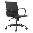 LeisureMod Harris Leather Office Swivel Chair with Iron Frame in Black