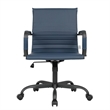 LeisureMod Harris Leather Office Swivel Chair with Iron Frame in Blue