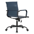 LeisureMod Harris Leather Office Swivel Chair with Iron Frame in Blue