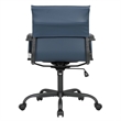 LeisureMod Harris Leather Office Swivel Chair with Iron Frame in Blue