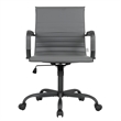 LeisureMod Harris Leather Office Swivel Chair with Iron Frame in Gray