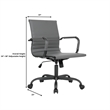 LeisureMod Harris Leather Office Swivel Chair with Iron Frame in Gray