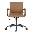 LeisureMod Harris Leather Office Swivel Chair with Iron Frame in Light Brown