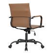 LeisureMod Harris Leather Office Swivel Chair with Iron Frame in Light Brown