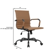 LeisureMod Harris Leather Office Swivel Chair with Iron Frame in Light Brown