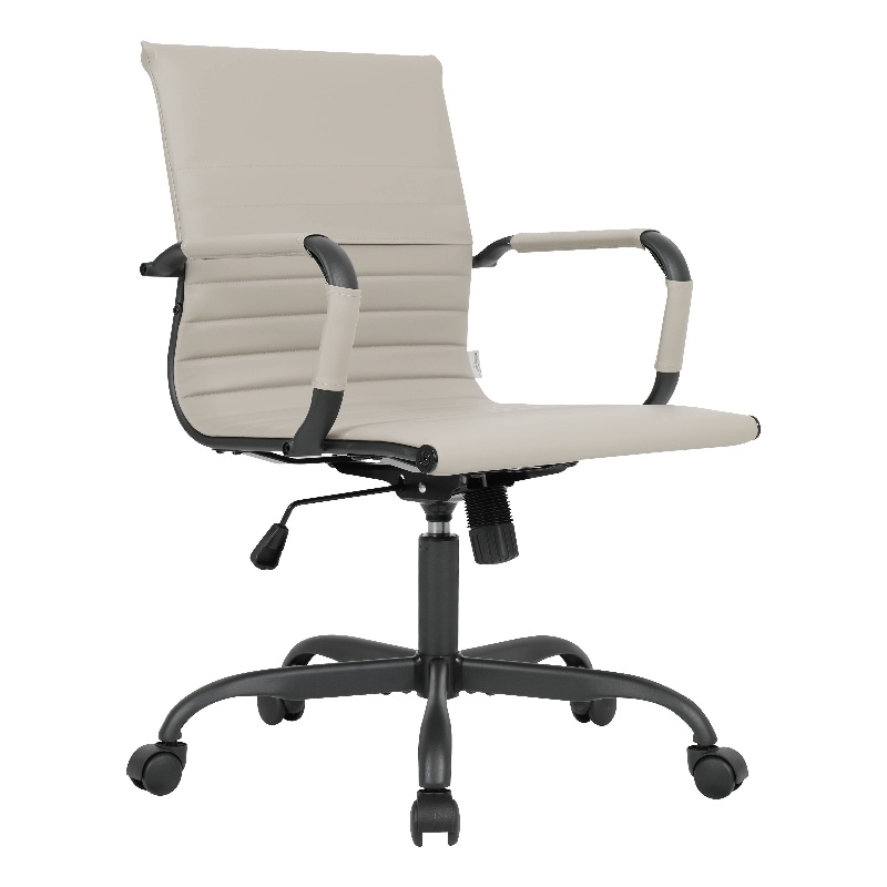 LeisureMod Harris Leather Office Swivel Chair with Iron Frame in Teal