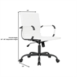 LeisureMod Harris Leather Office Swivel Chair with Iron Frame in White