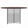 LeisureMod Valore Coffee Table with Round Tabletop and Cross Legs in Walnut 28