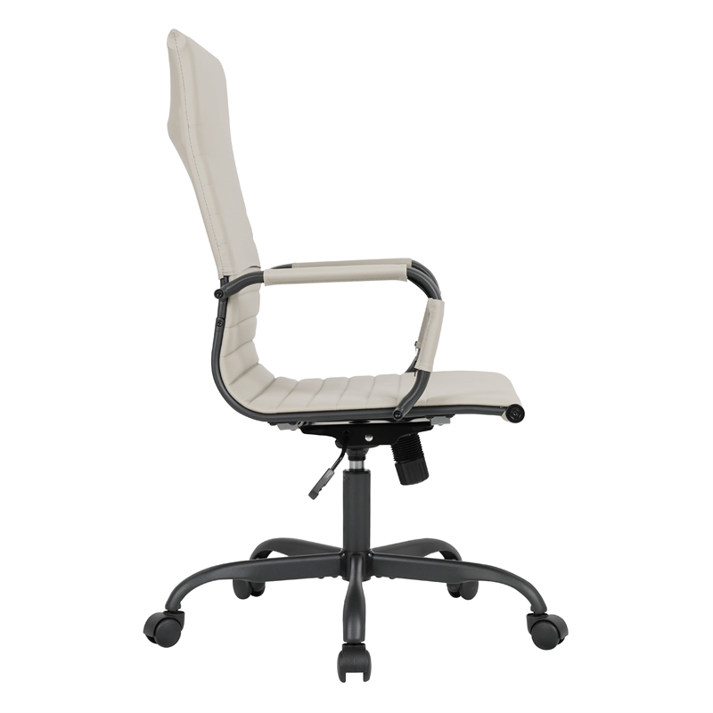 LeisureMod Harris High-Back Leather Office Chair in Black Iron in in Teal