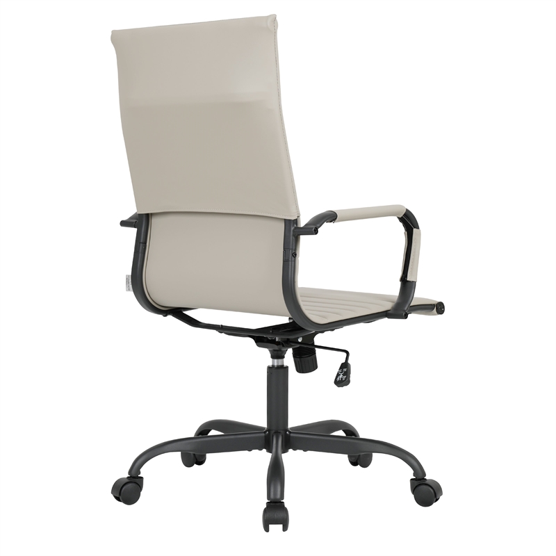 LeisureMod Harris High-Back Leather Office Chair in Black Iron in in Teal