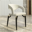 LeisureMod Entice Dining Chair in PU Leather with Iron Legs in Gray