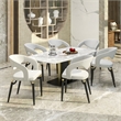 LeisureMod Entice Dining Chair in PU Leather with Iron Legs in Gray