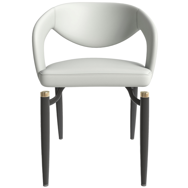 LeisureMod Entice Dining Chair in PU Leather with Iron Legs in Gray