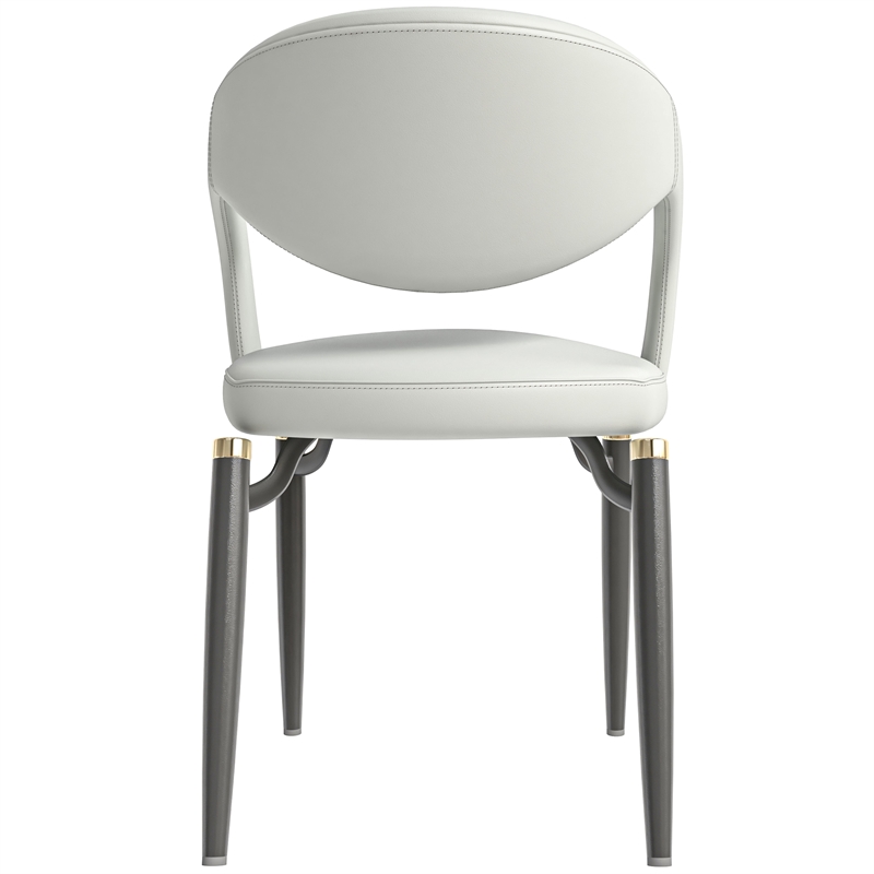 LeisureMod Entice Dining Chair in PU Leather with Iron Legs in Gray