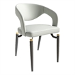 LeisureMod Entice Dining Chair in PU Leather with Iron Legs in Gray
