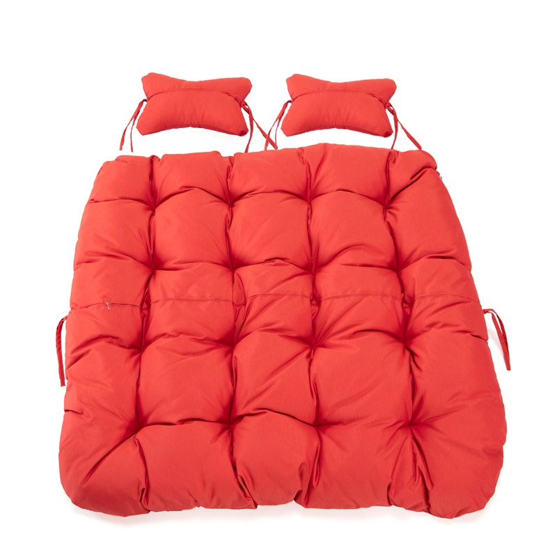 LeisureMod 2 Person Modern Upholstered Hanging Egg Swing Cushion in Red