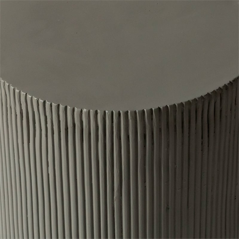 LeisureMod Fiberstone Side Table Round Accent End Table Eden Series in Gray