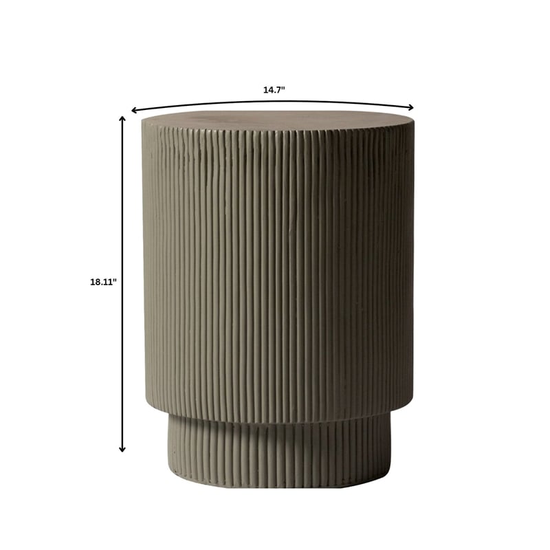 LeisureMod Fiberstone Side Table Round Accent End Table Eden Series in Gray