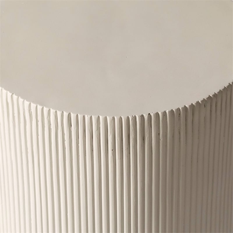LeisureMod Fiberstone Side Table Round Accent End Table Eden Series in White