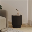 LeisureMod Fiberstone Side Table Round Accent End Table Eden Series in Black