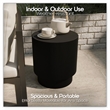 LeisureMod Fiberstone Side Table Round Accent End Table Eden Series in Black