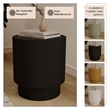 LeisureMod Fiberstone Side Table Round Accent End Table Eden Series in Black
