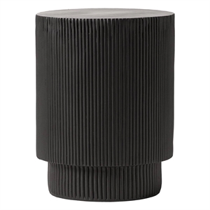 LeisureMod Fiberstone Side Table Round Accent End Table Eden Series in Black