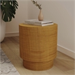 LeisureMod Fiberstone Side Table Round Accent End Table Eden Series in Brown