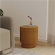 LeisureMod Fiberstone Side Table Round Accent End Table Eden Series in Brown