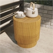 LeisureMod Fiberstone Side Table Round Accent End Table Eden Series in Brown