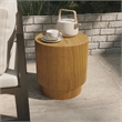 LeisureMod Fiberstone Side Table Round Accent End Table Eden Series in Brown